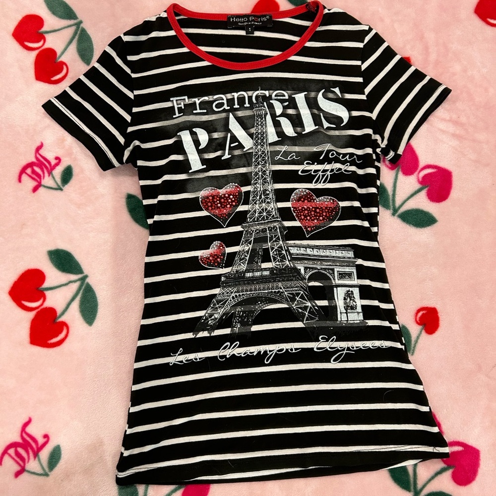 y2k striped paris shirt